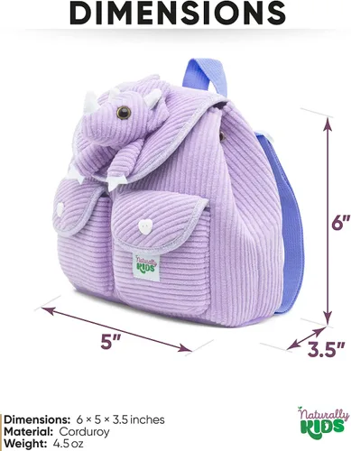 Miniatura 3 de Naturally KIDS Mini mochila de dinosaurio - Mochila muy pequeña para niñas y niños - Juguetes de dinosaurio para niños de 3 a 5 años - Mochila