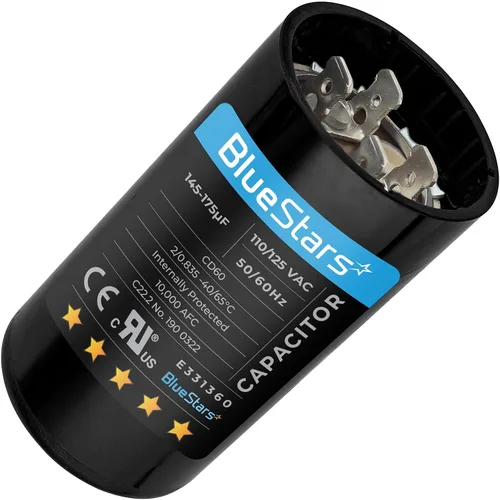 Miniatura 38 de [[Listado UL] BlueStars 108-130 uF MFD 110-125 VCA voltios ±20% 50/60 Hz CD60 Condensador de arranque redondo AC Pieza de repuesto eléctrico