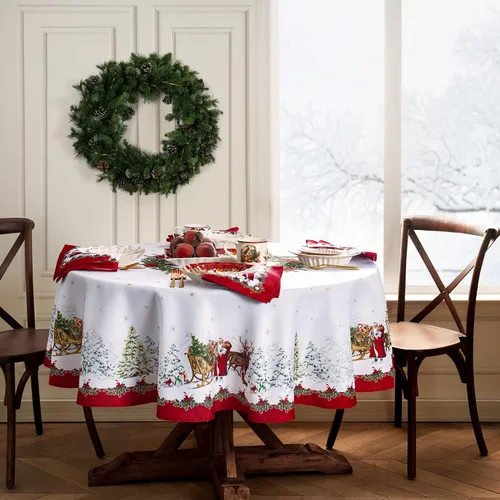 Miniatura 2 de Elrene Home Fashions Villeroy & Boch Toy - Mantel de tela resistente a las arrugas, 70 pulgadas, redondo, multicolor