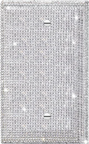 Miniatura 26 de Cubierta de placa de pared de diamantes de imitación plateados brillantes, cubierta de interruptor de luz de palanca doble, cubierta de salida