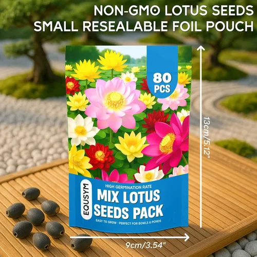 Miniatura 5 de 80 piezas de semillas de loto para plantar – Semillas de flor de loto en cuenco Bonsai, semillas mixtas de loto fáciles de cultivar,