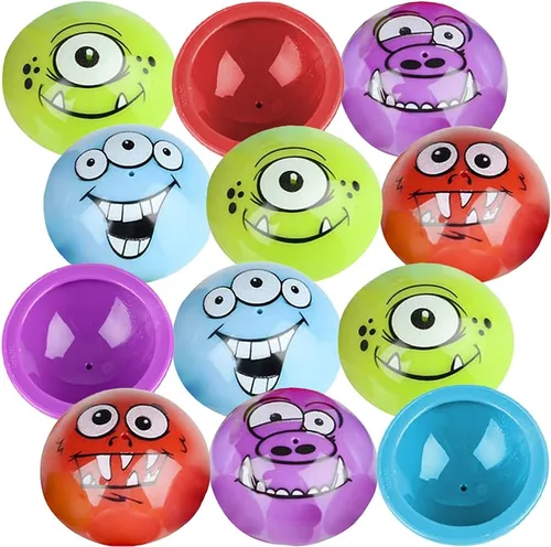ArtCreativity Monster Poppers, juego de 12, juguetes de media bola emergentes en varios colores y diseños, juguetes retro de los años 90 de la vieja