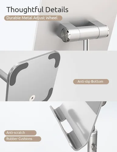 Miniatura 5 de ODOSOLA Soporte para tablet con ángulo de altura ajustable, soporte para iPad de escritorio a nivel de ojos, soporte para tablet para oficina