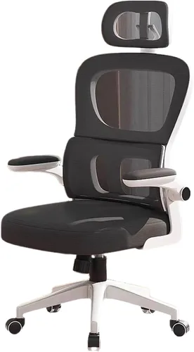 Miniatura 14 de Ergonomic Swivel Gaming Chair High Back Mesh Computer Desk Office Chair with Flip-Up Armrests and Elastic Lumbar Support, Space-Saving Design for C