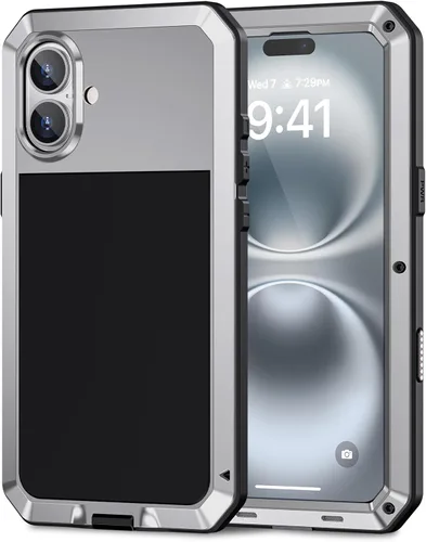 Miniatura 10 de Lanhiem Funda para iPhone 7 Plus/8 Plus, resistente a los golpes, [Tough Armour], funda de metal con protector de pantalla integrado, funda Negro