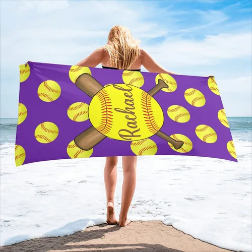 Miniatura 18 de Toalla de playa personalizada con diseño de pelotas de fútbol divertidas con nombre, toallas de piscina de viaje de microfibra personalizadas de 2