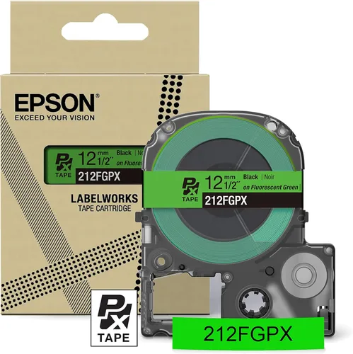 Miniatura 32 de Epson LABELWORKS 212RBBPX Cartucho de Cinta PET (Poliéster) Genuino - Cinta de Etiquetadora de Diseño para Artesanía en Cinta Negra sobre Azul