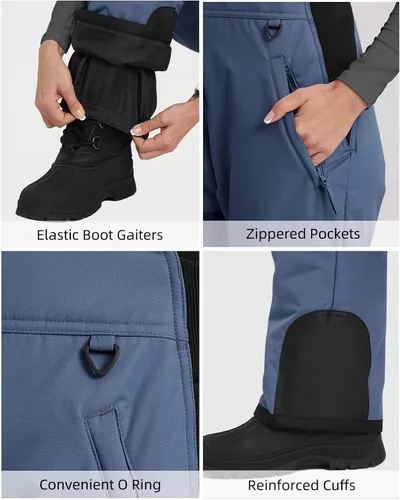Miniatura 6 de Sportneer Pantalones de nieve para mujer, pantalones de esquí con aislamiento esencial para mujer, overol para esquí y snowboard