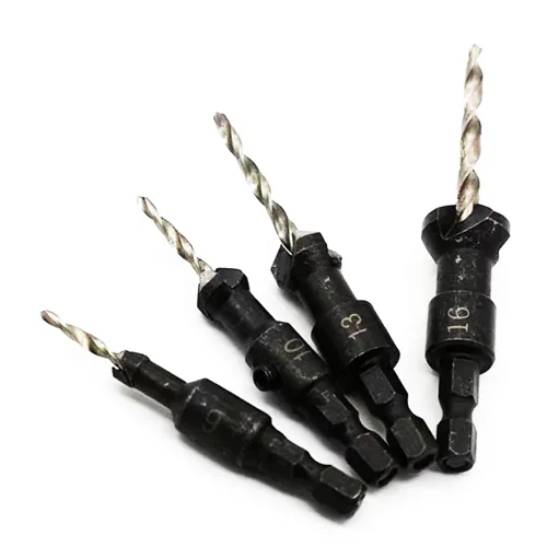 Miniatura 6 de Juego de brocas avellanadas con vástago hexagonal de 1/4, HSS4241#6/10/13/16 con llave hexagonal para carpintería, accesorios de herramientas