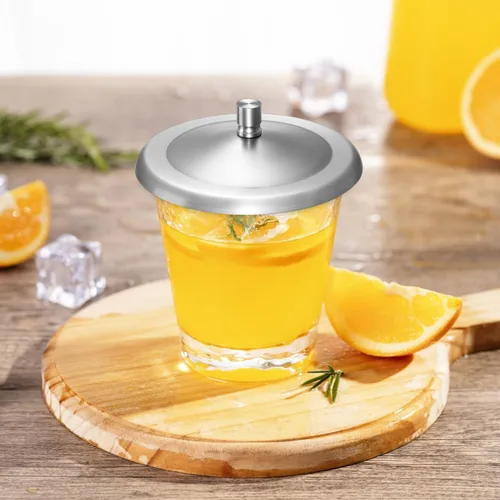Miniatura 9 de Luxshiny 5 tapas de taza de acero inoxidable multiusos para tazas, sellos de bebidas a prueba de fugas para tazas de café, té, agua, tapa redonda