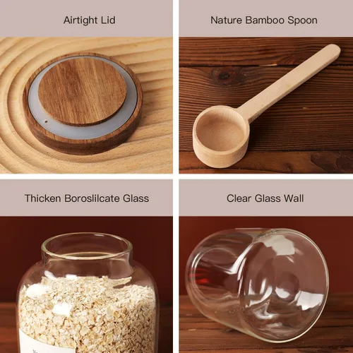 Miniatura 4 de CZSZYGHBAO 2 piezas tarros de vidrio grandes con tapa hermética, tarros de vidrio para almacenamiento de alimentos para té, especias, cereales, 2000