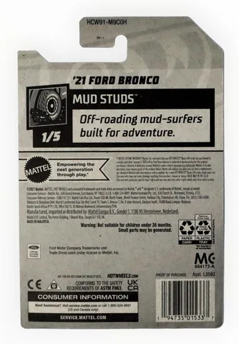 Miniatura 2 de Hot Wheels Ford Bronco '21, pernos de barro 1/5