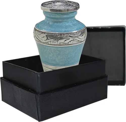 Miniatura 14 de BOLD&DIVINE Urna texturizada de esmalte perlado Urna conmemorativa texturizada de gránulo divino para cenizas humanas, funeral, entierro