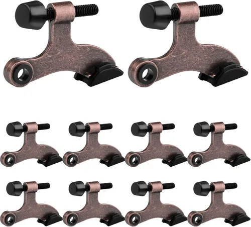 OBTANIM - Paquete de 8 topes de puerta con bisagra de alta resistencia, topes de puerta ajustables de metal con puntas de goma para parachoques