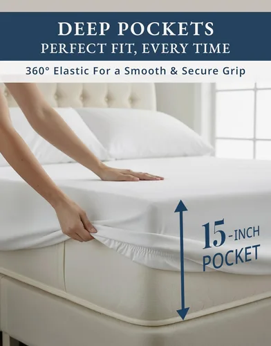 Miniatura 6 de LANE LINEN - Sábanas King divididas 100% algodón egipcio suaves y cómodas para camas ajustables, gruesas, calidad de hotel, costuras reforzadas