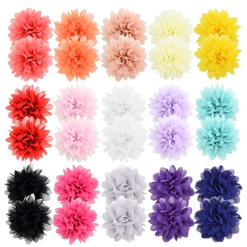 Miniatura 2 de 30 pinzas para el pelo de cocodrilo para niñas y bebés, accesorios de gasa con flores para el cabello, accesorios para niños pequeños y adolescentes