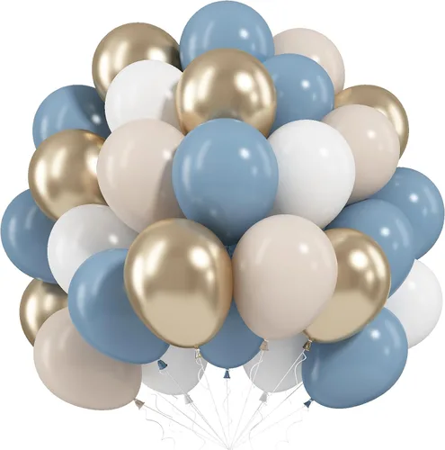 Miniatura 16 de Globos azules y naranjas, globos azul marino verde azulado de 12 pulgadas con globo plateado metálico para niños y niñas, cumpleaños, Acción