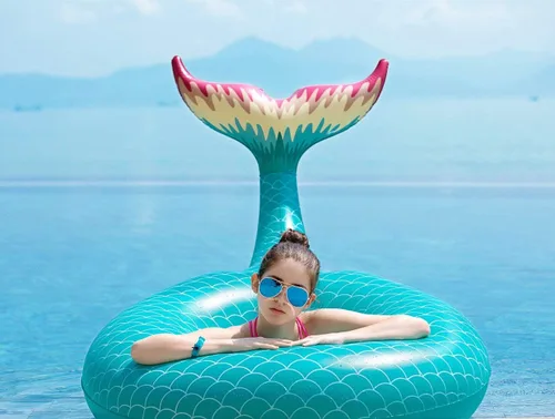 Miniatura 2 de Jasonwell - Flotador de cola de sirena inflable gigante con válvulas rápidas para verano, playa, natación, alberca, fiesta, juguetes de decoración