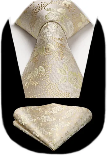 Miniatura 113 de Corbatas florales tejidas clásicas para hombre, corbata cuadrada de bolsillo, corbatas formales para hombres, boda con pañuelo