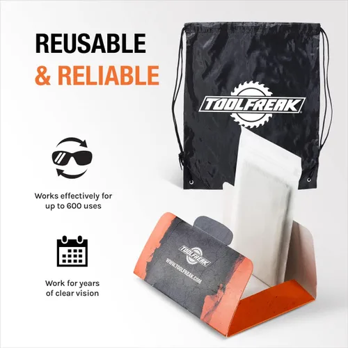 Miniatura 7 de ToolFreak Paquete de 2 paños para lentes antiniebla, tecnología única que evita el empañamiento en los lentes, lentes, cámara del teléfono, espejo