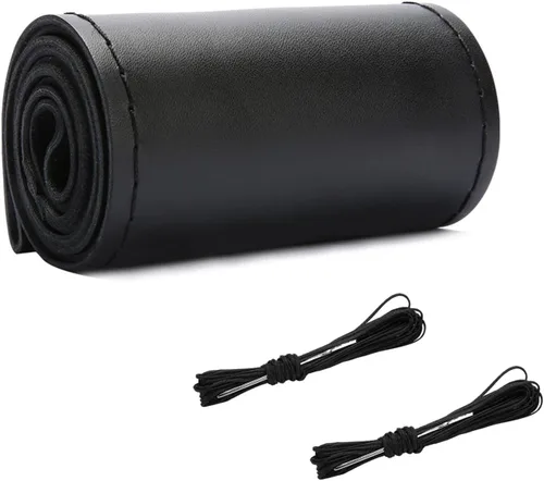 Miniatura 7 de Augeny Funda de Cuero Genuino para Volante, Protector de Volante de Coche Transpirable Antideslizante que se Cose para Diámetro Máximo de 15 Café
