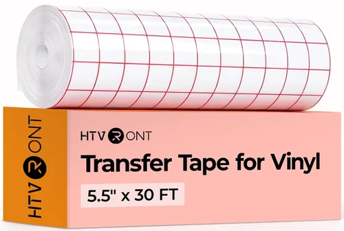HTVRONT Cinta de transferencia para vinilo - 5.5 pulgadas x 30 pies con papel de transferencia de rejilla de alineación roja, cinta de transferencia