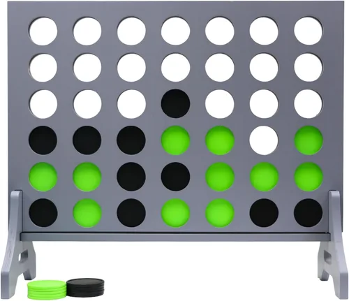 Miniatura 28 de Juego gigante 4 en una fila para familia y adultos – Tailgating Pros Jumbo de madera gris cuatro en una fila juego de patio para interiores