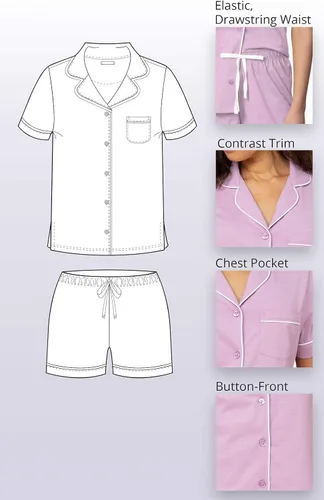 Miniatura 7 de PajamaGram Pijamas para mujer - Conjunto de pijama corto para mujer, 100% algodón