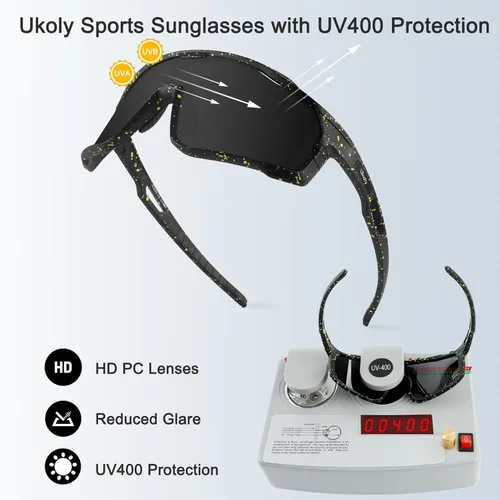 Miniatura 4 de Ukoly Gafas de sol para ciclismo, correr, béisbol, pesca y golf para hombres y mujeres, gafas de sol deportivas con lente HD UV400 de 620