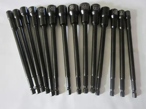 Juego de tuercas magnéticas SAE métricas de 6 pulgadas, listas para impactos, juego de tuercas magnéticas con grabado láser, 0.276 in, 0.315 in,
