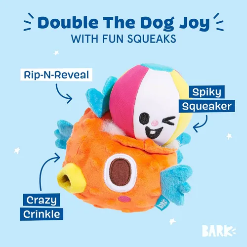 Miniatura 4 de Barkbox Air Head Juguete para Perros – Juguete de Peluche Rip & Reveal con Pelota Chirriante Espinosa Oculta, Crujido Loco y Relleno Suave – Juego