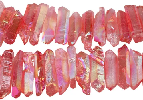 Miniatura 25 de TUMBEELLUWA Puntas de cristal de cuarzo para bisutería Cuentas de cristal de cuarzo con revestimiento de titanio pulidas o en bruto 15 pulgadas