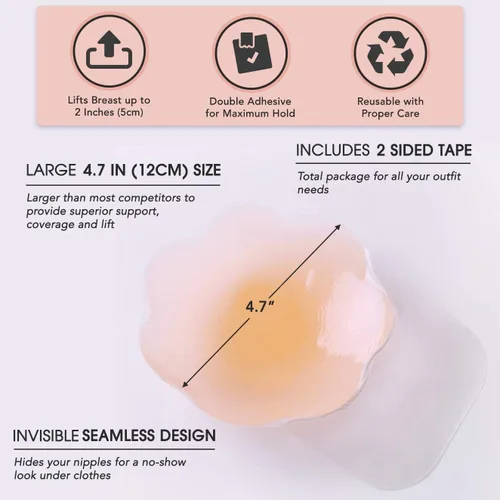 Miniatura 2 de Noémie - Sujetador invisible adhesivo adhesivo grande Pasties pezones Cubre la cinta de tetas Cinta de elevación de pecho de silicona Stick