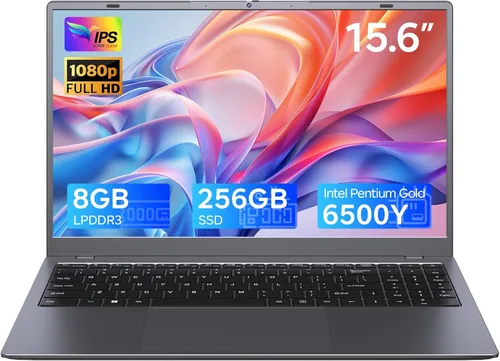 Laptop de 15.6 pulgadas con Pentium Gold 6500Y (hasta 3.4 GHz), 8 GB de RAM 256 GB SSD, 1080P Full HD, USB-C, WiFi 5, BT5.0, computadoras portátiles