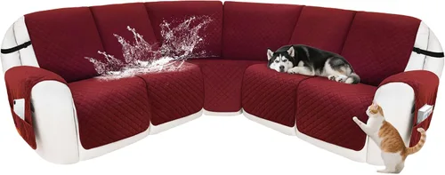 Miniatura 40 de Fundas para sofá modular reclinable, de terciopelo en forma de L, funda de consola central para perros y mascotas, lavable antideslizante, 1 funda