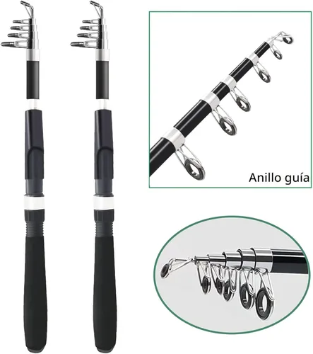 Miniatura 3 de Juego combinado de caña de pescar, 6.9 ft/6.89 pies, 2 cañas plegables, 2 carretes giratorios, bolsa de transporte, cañas de pescar telescópicas