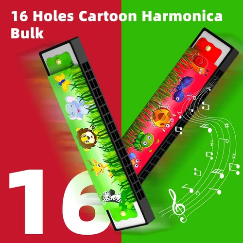 Miniatura 3 de 5 piezas de armónica para niños, regalo de cumpleaños, instrumento musical, regalo de fiesta de regreso, armónica de fila doble de dibujos animados
