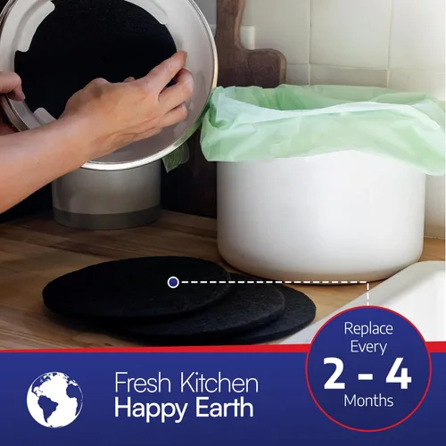 Miniatura 7 de BioStrike Compost Crock - Filtros de carbón activado para cubo de compost, controla los olores de la cocina, redondo de 5.5 pulgadas, fabricado