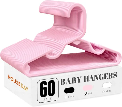 Miniatura 10 de HOUSE DAY Perchas de plástico para bebé, paquete de 20, perchas de plástico duradero para ropa de bebé, perchas delgadas y compactas para niños