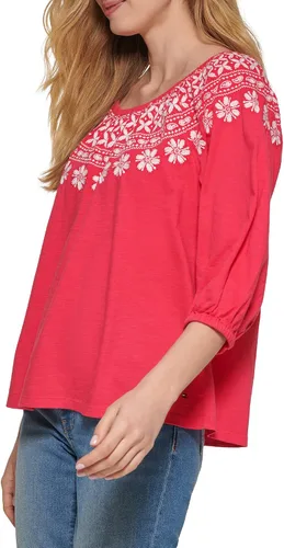 Miniatura 3 de Tommy Hilfiger Top de punto casual bordado con hombros descubiertos para mujer