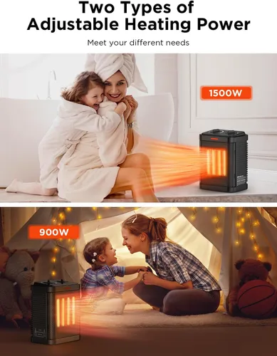 Miniatura 5 de Calentador de espacio de 1500 W para uso en interiores, calentador de cerámica PTC con termostato, calentador de espacio pequeño 3 modos, calentador