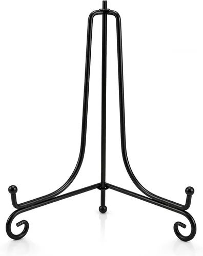 Soporte tipo caballete de hierro negro, para platos, como portafotografías, para organizar marcos de fotografías, libros de cocina, platos 2-Negro