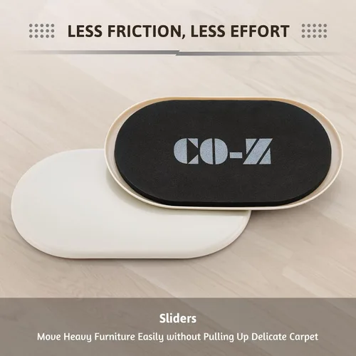 Miniatura 4 de CO-Z Deslizadores grandes para muebles, paquete de 4, deslizadores ovalados reutilizables de 6 x 9 1/2 pulgadas para alfombras, deslizadores