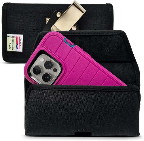 Turtleback Clip para cinturón para iPhone 16 Pro, 16e, 15 Pro 14 Pro 13 Pro - Grande: se adapta con fundas de estilo voluminoso Defender, nailon