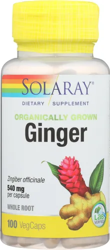Miniatura 4 de SOLARAY Jengibre orgánico 1080 mg – Suplementos orgánicos de jengibre – Alivia las náuseas y los vómitos asociados con el mareo, apoya la salud