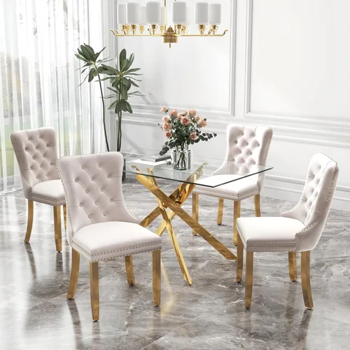 Miniatura 18 de Juego de comedor de 3 piezas con superficie de vidrio transparente, juego de comedor cuadrado minimalista moderno de 36'', juego de mesa de cocina