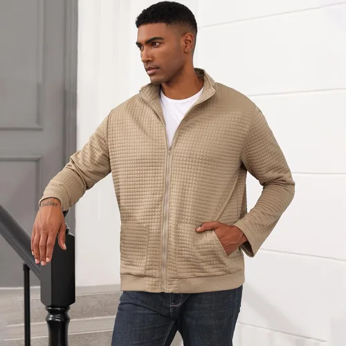 Miniatura 2 de Oymyakon Chaqueta deportiva ligera para hombre, estilo casual, elegante, estilo bombardero, con cremallera, con bolsillos