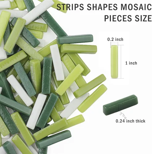Miniatura 4 de Youway Style Azulejos de Mosaico para Manualidades a Granel, 200g Piezas de Vidrio de Mosaico de Colores Verdes, Azulejos de Vidrio en Tiras
