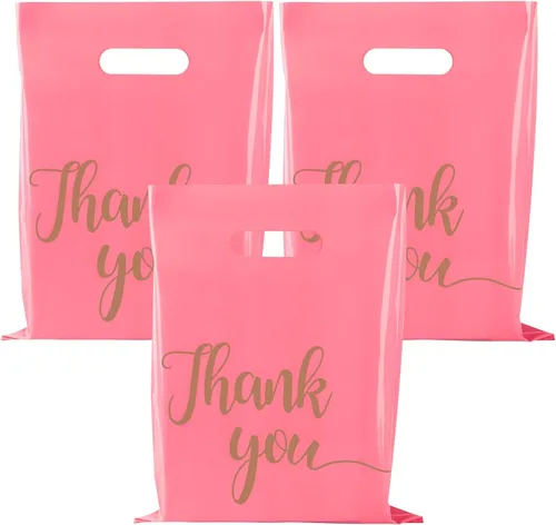 Miniatura 11 de ZORRITA Paquete de 100 bolsas de agradecimiento para pequeñas empresas, bolsas de plástico de 15 x 18 pulgadas con asas, bolsa de mercancía al por