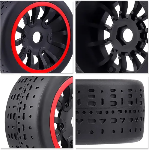 Miniatura 6 de HobbyPark Neumáticos y ruedas hexagonales de 0.669 in prepegados 42/100 2.9 con cinturón y ruedas RC Street con inserciones de espuma para carreras